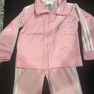 Adidas, pink and white sweatsuit for kids